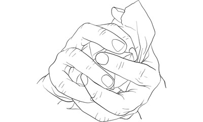 hand tearing paper, vector