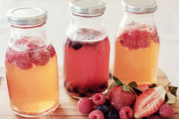 Fototapeta na wymiar Kombucha second Fermented fruit tea, Probiotic food