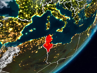 Tunisia on Earth at night