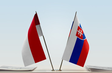 Two flags of Monaco and Slovakia