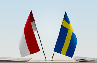 Two flags of Monaco and Sweden