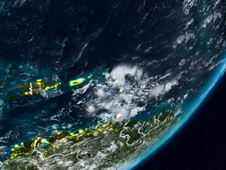 Caribbean on Earth at night