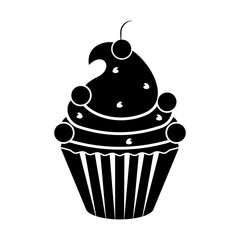 Isolated cupcake silhouette icon