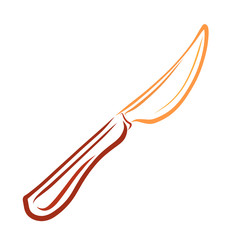 Knife painted with colorful lines, cutlery, sketch