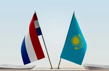 Foto op Canvas Two flags of Netherlands and Kazakhstan © Oleksandr