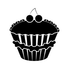 Isolated cupcake silhouette icon