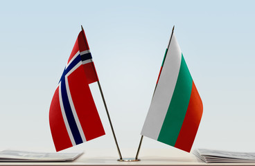 Two flags of Norway and Bulgaria