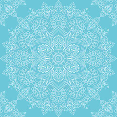 Seamless pattern with mandala ornament. Hand drawn illustration