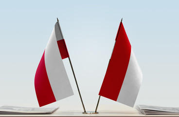 Two flags of Poland and Monaco