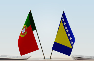 Two flags of Portugal and Bosnia and Herzegovina