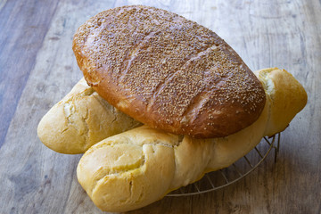 sesame bread and baguettes