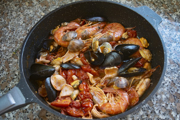 seafood pasta or spaghetti allo scoglio
