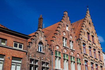 Houses representative of the traditional architecture of the historical Bruges town