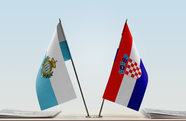 Two flags of San Marino and Croatia