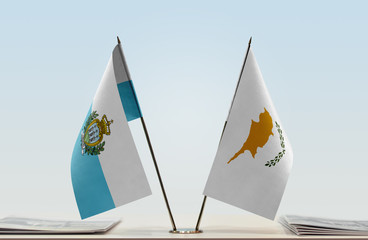 Two flags of San Marino and Cyprus