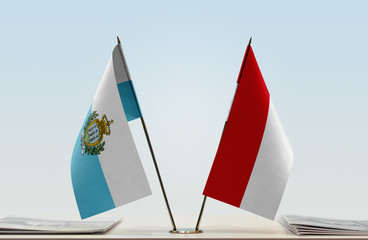 Two flags of San Marino and Monaco