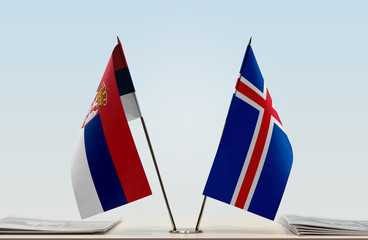 Two flags of Serbia and Iceland