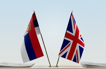 Two flags of Serbia and United Kingdom