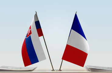 Two flags of Slovakia and France