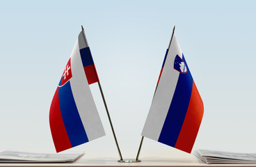 Two flags of Slovakia and Slovenia