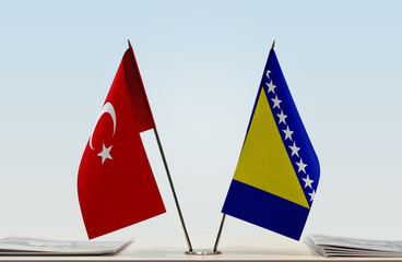 Two flags of Turkey and Bosnia and Herzegovina