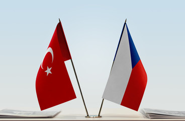 Two flags of Turkey and Czech Republic