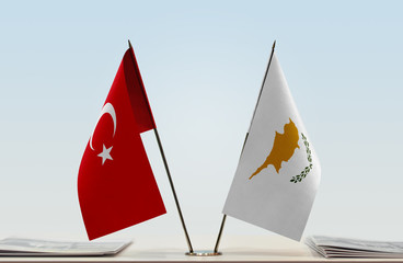 Two flags of Turkey and Cyprus