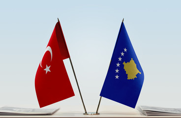 Two flags of Turkey and Kosovo