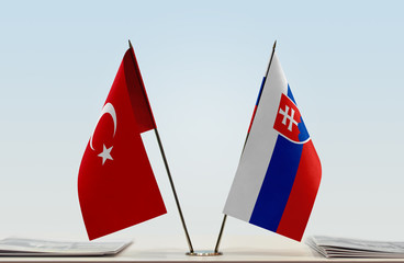 Two flags of Turkey and Slovakia