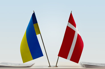 Flags of Ukraine and Denmark