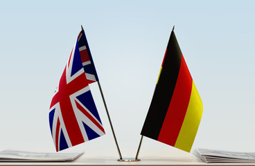 Two flags of United Kingdom and Germany