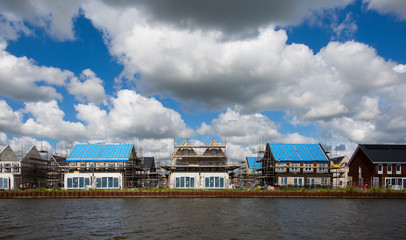 Housing development on the waterfont in Sneek, Friesland, the Netherlands.