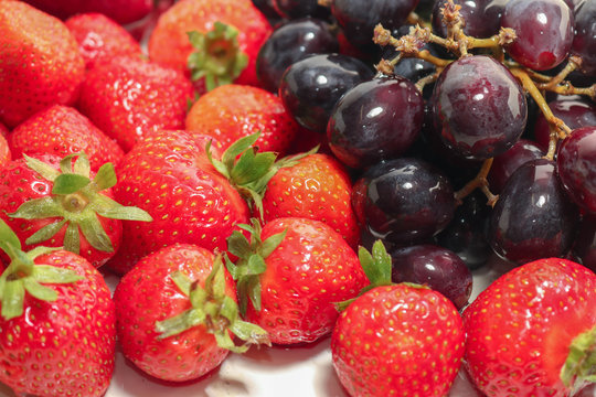 Fruit, Strawberries Apples, Grapes and Bananas