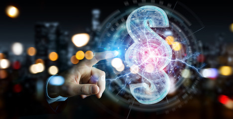 Businessman using 3D rendering digital paragraph law symbol