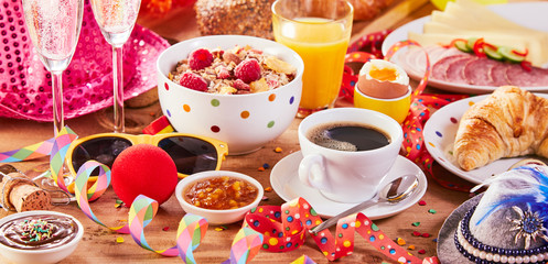 Festive colorful carnival breakfast banner