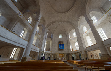 Interior of Creuzkirche in Dresden, Saxony, Germany.
