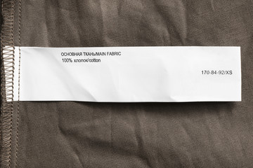 Composition and size clothes label