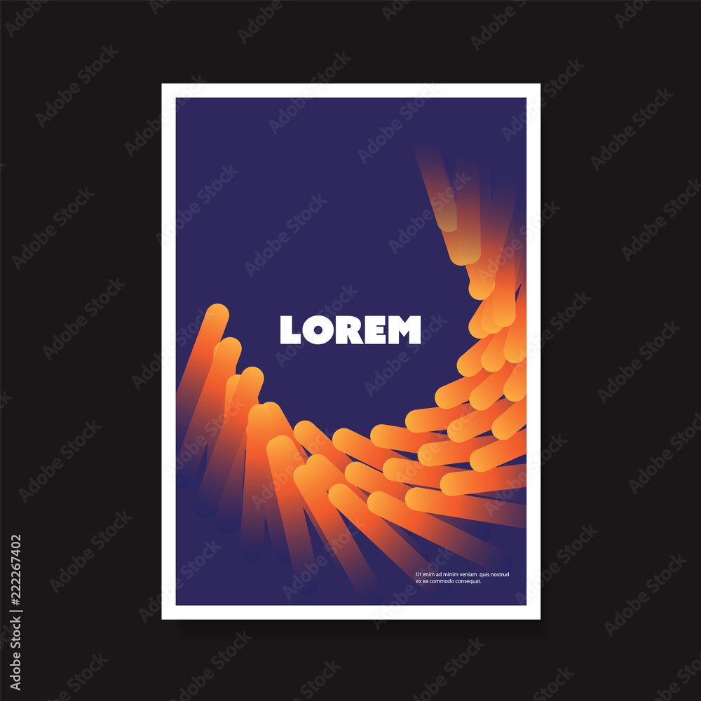 Poster colorful modern style flyer design with 3d geometric pattern background - dynamic shapes composition