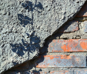 Damaged wall - brick and plaster