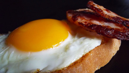 Fried egg and ham for Breakfast.