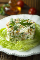 Crab, corn and cucumber salad