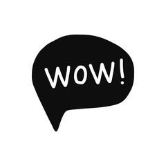 Wow exressive word in black frame on white font