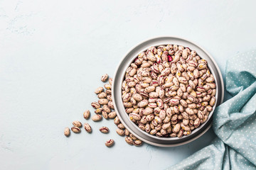 Dried beans in a bowl. Top view,space for text.