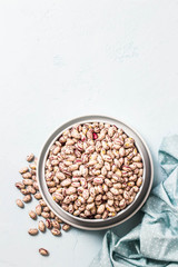 Dried beans in a bowl. Top view,space for text.