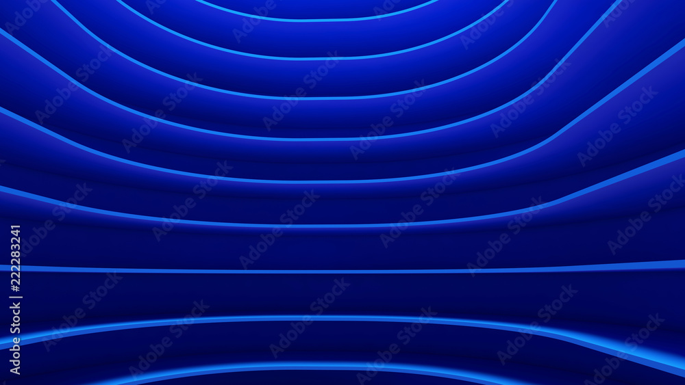 Poster structure of futuristic empty curve room. interior design on blue background. sci-fi digital technol