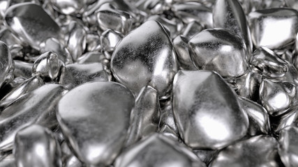 Abstract silver nuggets. Rock or stones.  Iron background