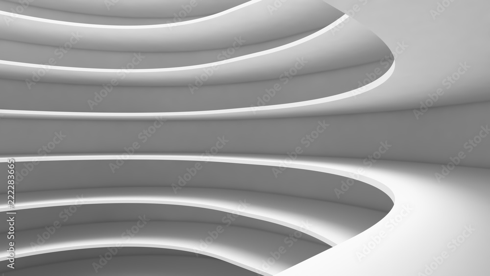 Poster structure of futuristic empty curve room. interior design on white background. sci-fi digital techno