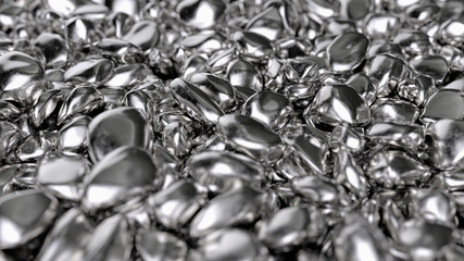 Abstract silver nuggets. Rock or stones.  Iron background