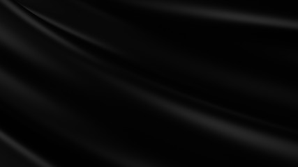 Black luxury cloth abstract background. Dark liquid wave or black wavy folds silk or satin background. Elegant wallpaper