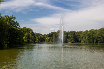 The pond Kahnweiher in the town forest in the district Lindenthal, Germany, Cologne